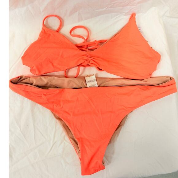 L*Space Coral 2pcs Bikinis Set Medium Beach Miami Swim Summer Vacation - Picture 2 of 5